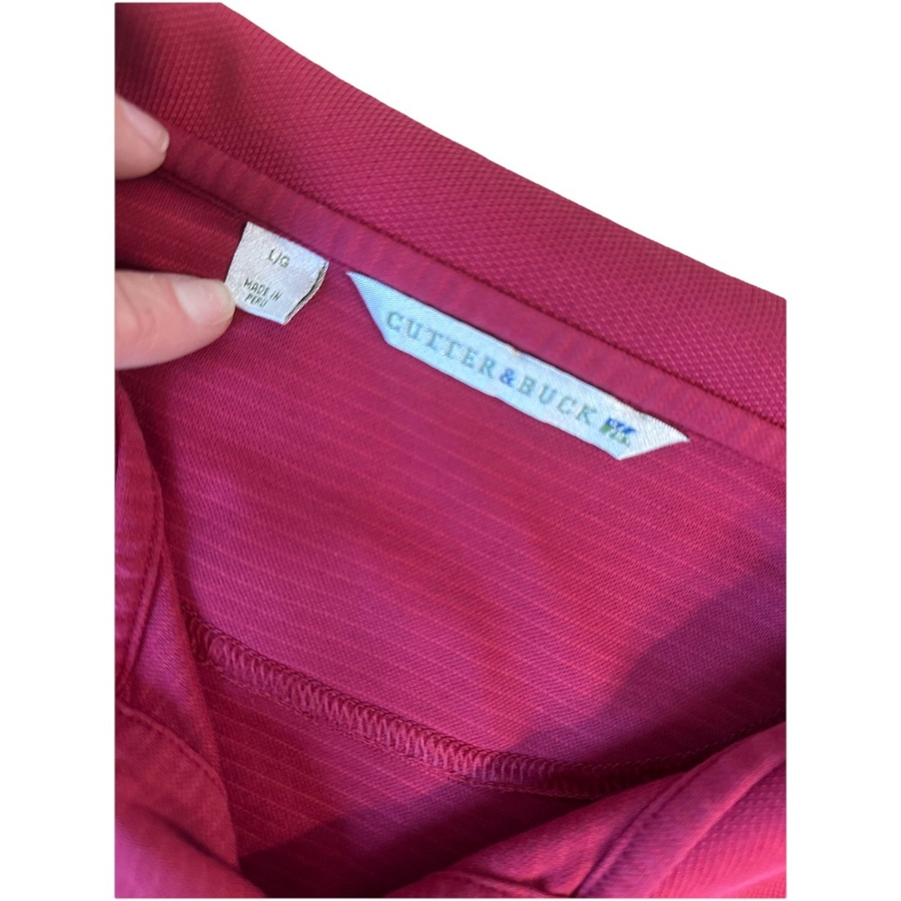 Cutter‎ & Buck Golf Polo Shirt Men's Large Red Stripe Signature Casual Collared - Picture 10 of 10